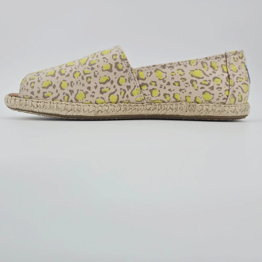 TOMS Alpargata Open Toe Sandals Limeade Leopard Print Women's 8.5 EUR 39‎
